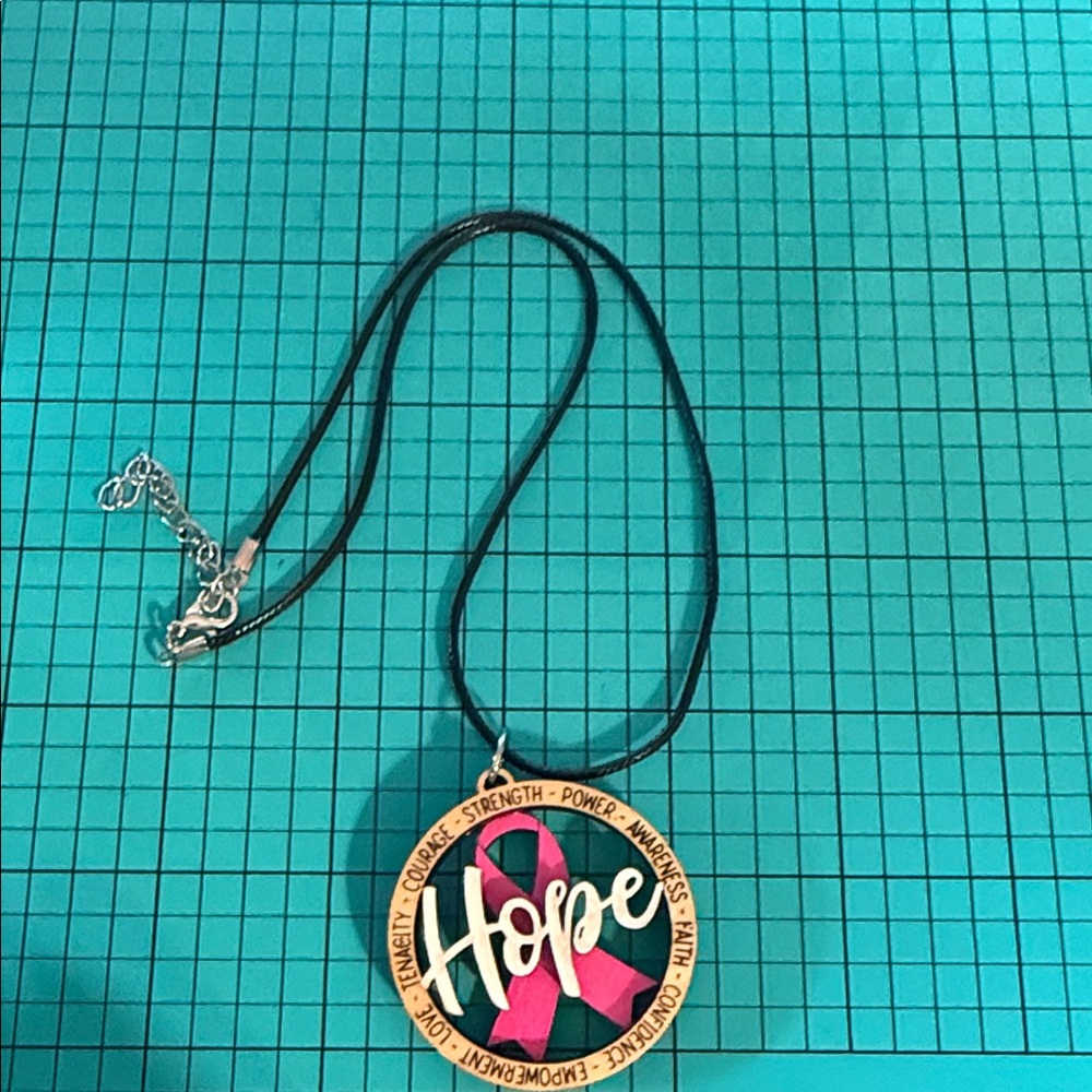 Hope Pendant Necklace with Pink Ribbon